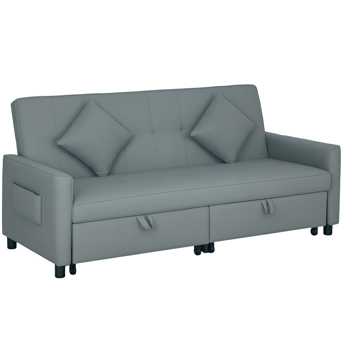 HOMCOM 3 Seater Fabric Sofa Bed with Pull Out Couch - Grey