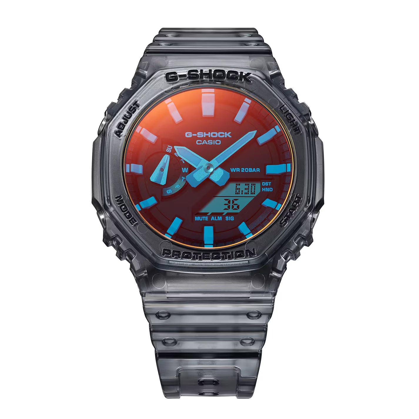 GA-2100 Beach Time Lapse Grey Octagon Quartz 200M Water Resistant Digital Watch