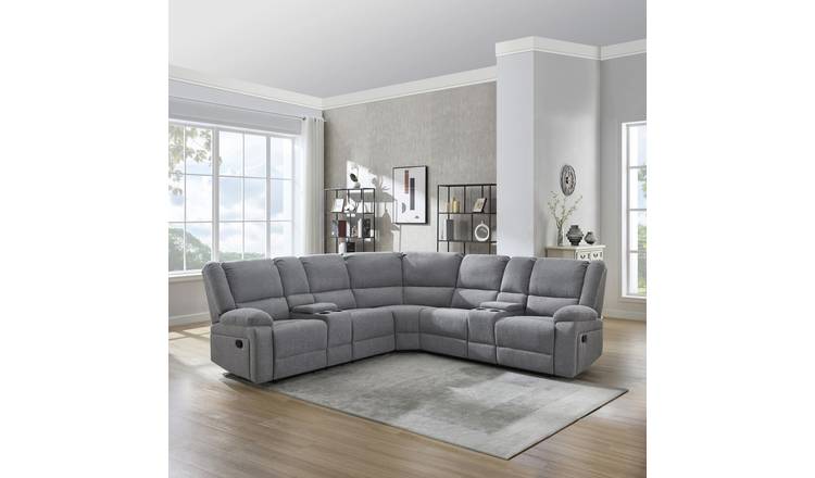 Furniture Online Praga Corner Recliner Linen Sofa – Light Grey