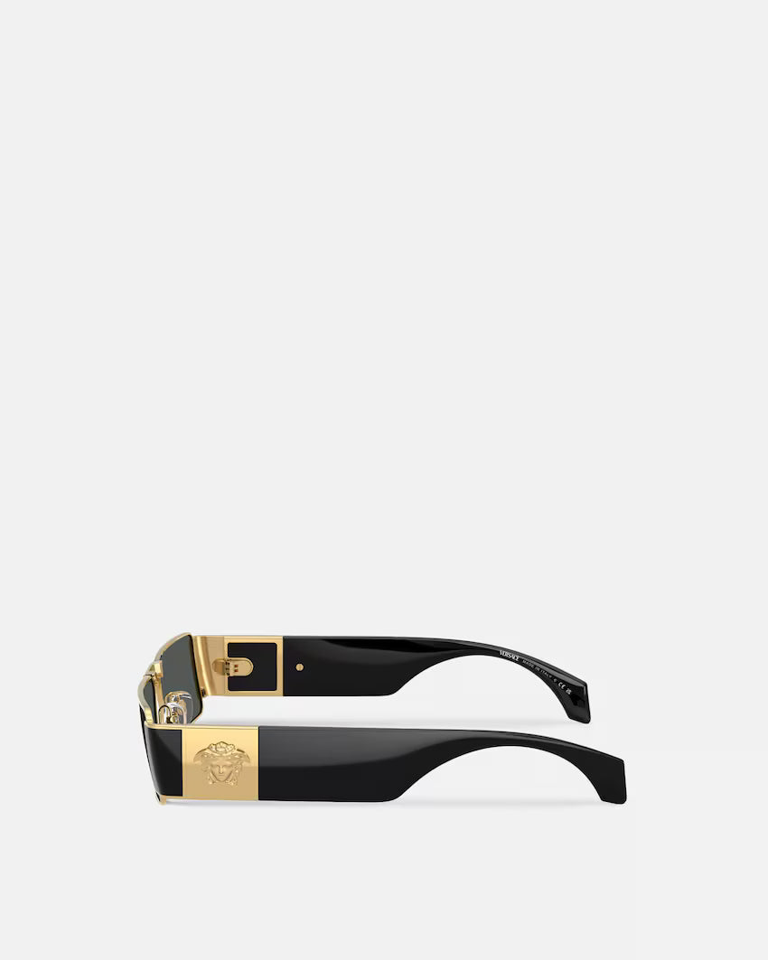 Medusa Plaque Rectangular Sunglasses 