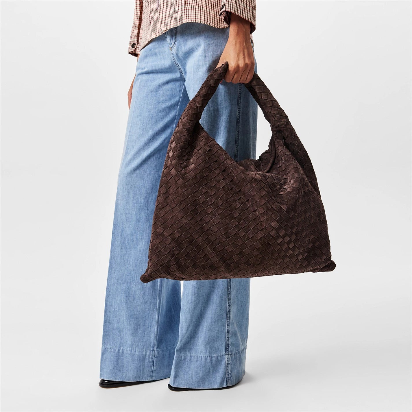 Large Hop Leather Textured Shoulder Bag