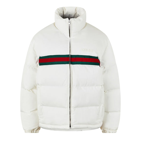 GUCCI Women's Twill Bomber Water Resistant Goose Down Stand Collar Short Puffer Jacket