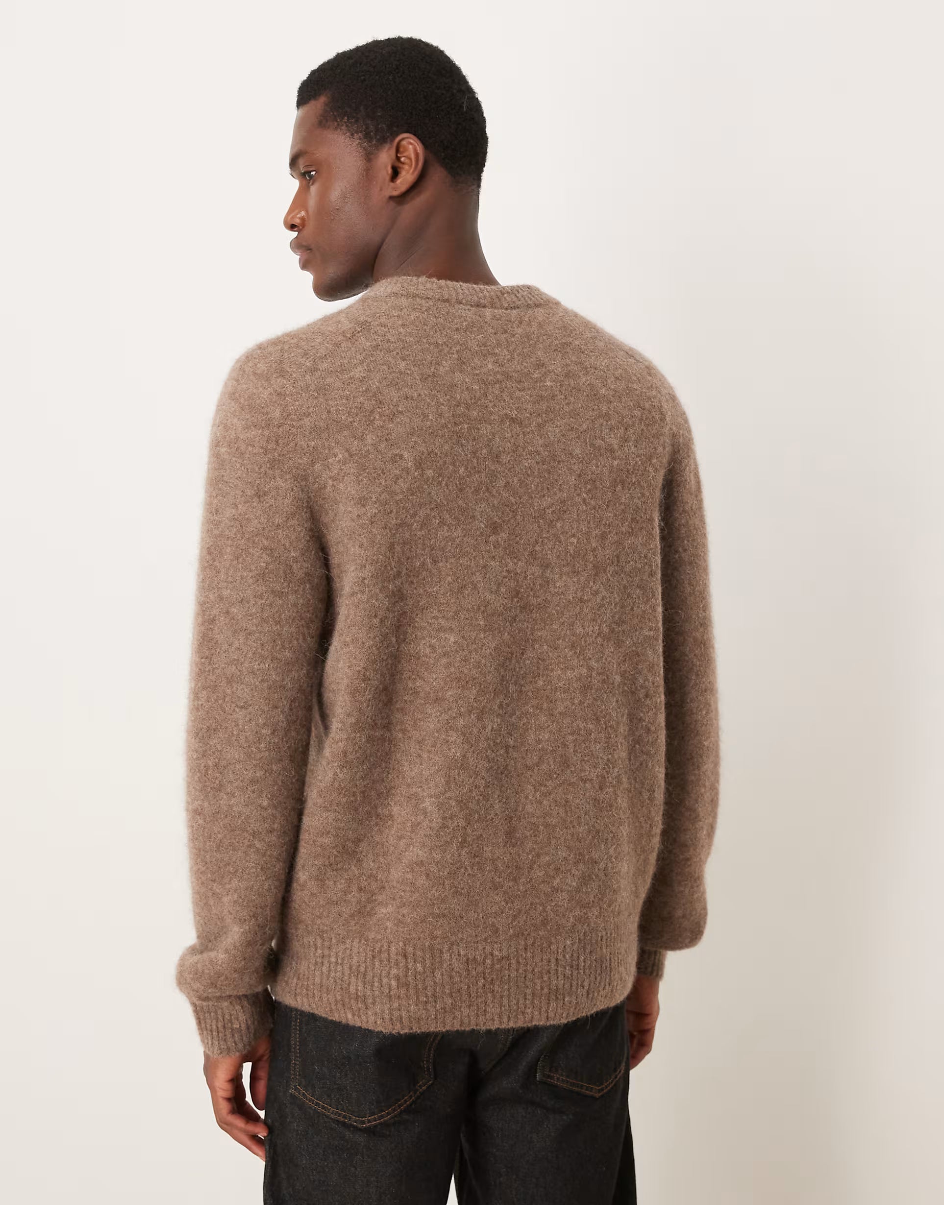ARKET alpaca and wool jumper with crew neck in mole brown