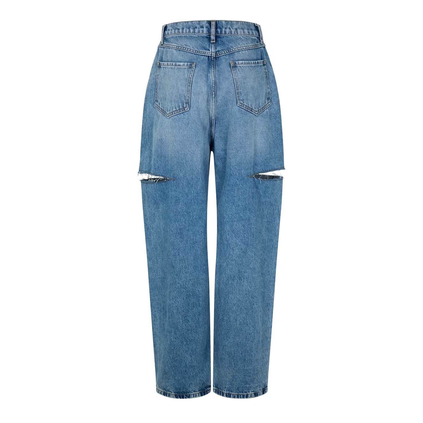 Denim Jeans With Slash Details.