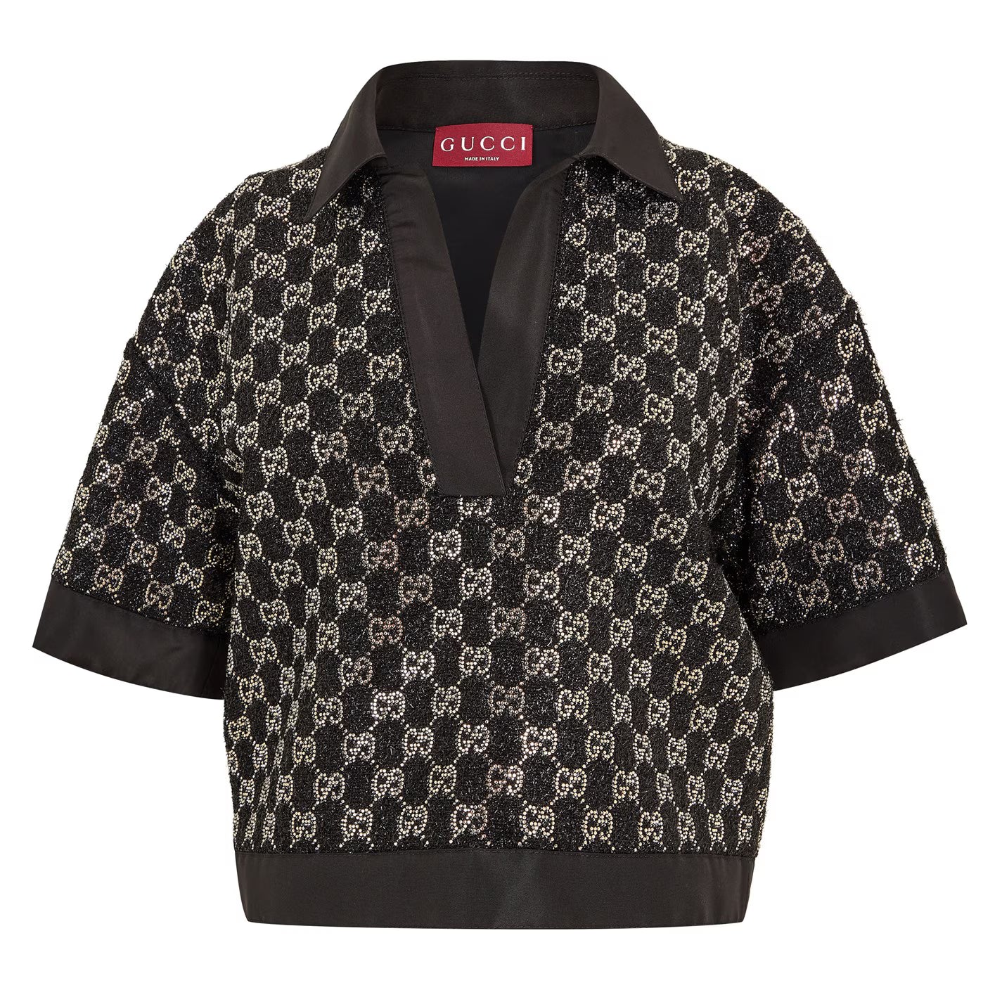 GUCCI Women's Lame Cropped Crop Top