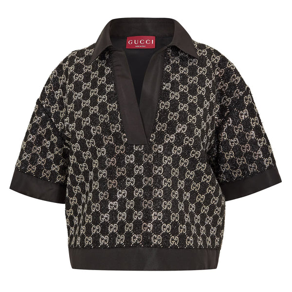 GUCCI Women's Lame Cropped Crop Top