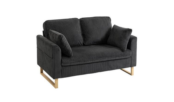HOMCOM 2 Seater Metal Sofa with Spring Cushions - Grey
