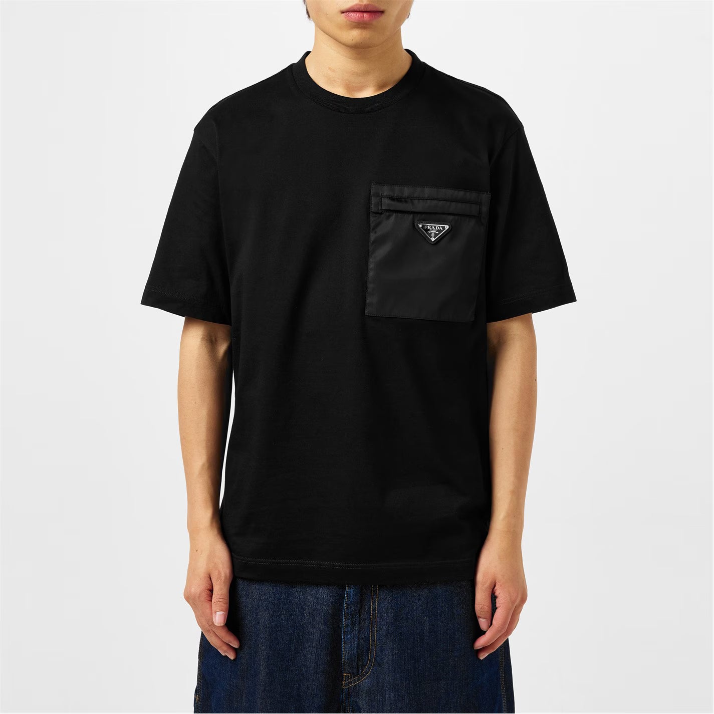 Men'S Plain Cotton Badge Pocket T-Shirt