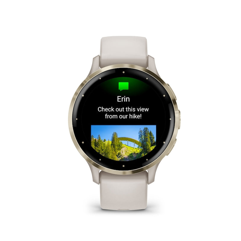Garmin Venu 3S Women's Ivory And Soft Gold Silicone Strap Smartwatch