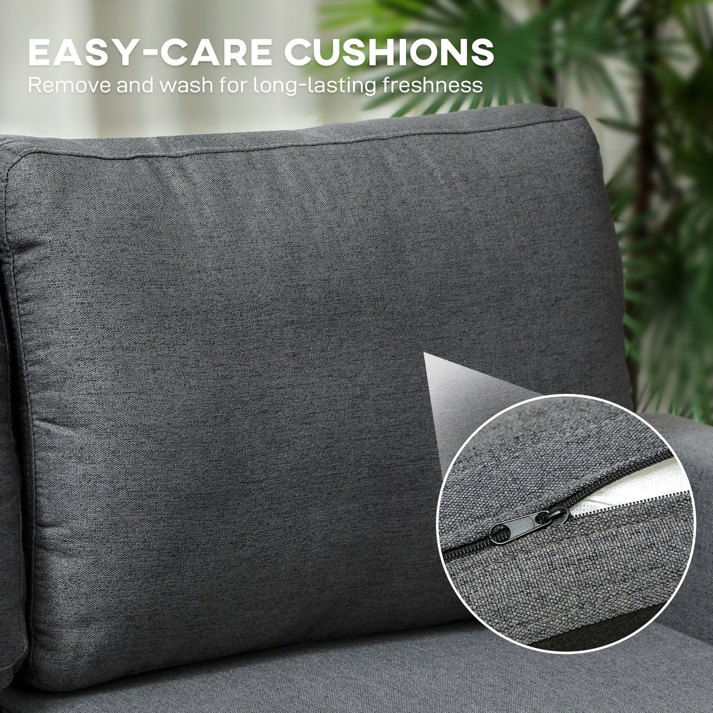 HOMCOM 3 Seater Linen Fabric Corner Sofa Bed - Charcoal Grey