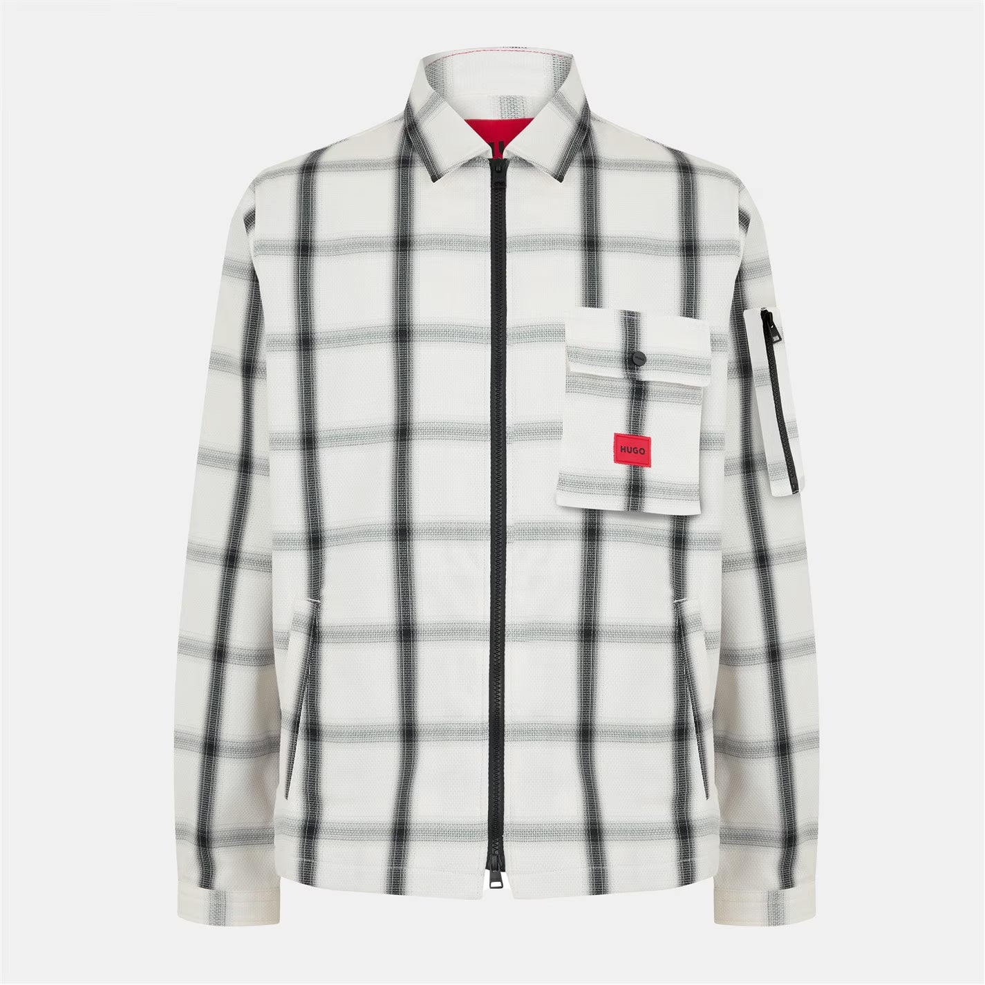 Men's Emmond Red Cotton Long Sleeve Zip Overshirt