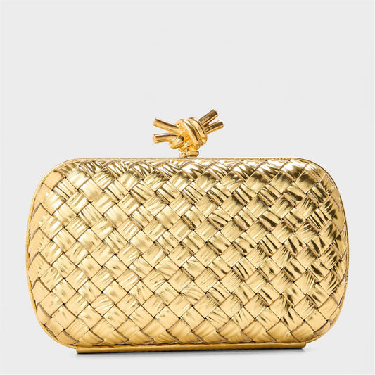 Women's BV Knot Metallic Clutch Bag