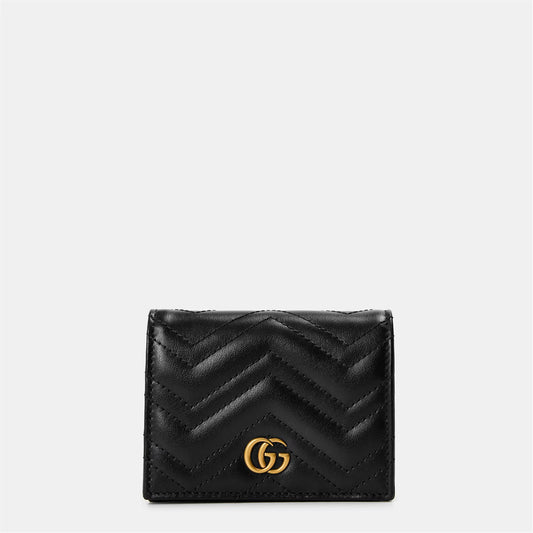 Women's GG Motif Leather Marmont Card Case Wallet