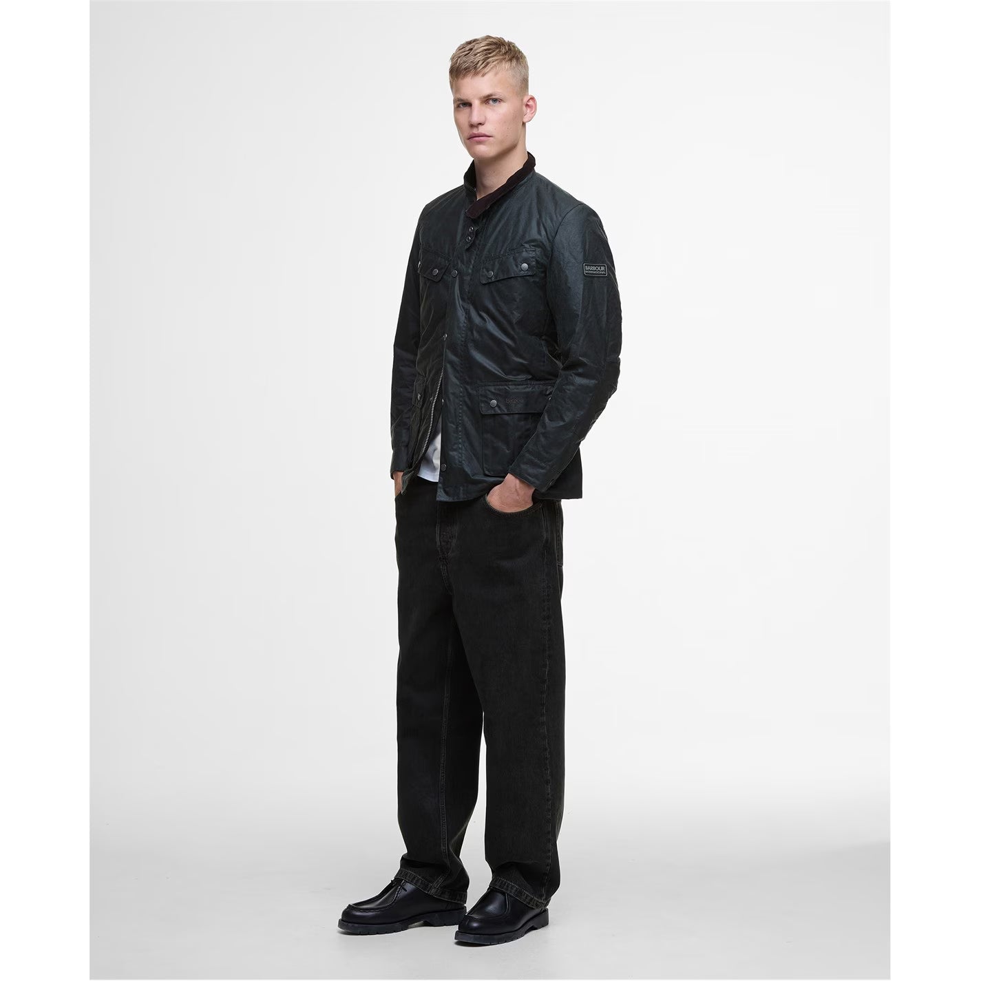 Barbour International Men's Duke Water Resistant Windproof Cotton Long Sleeve Wax Jacket