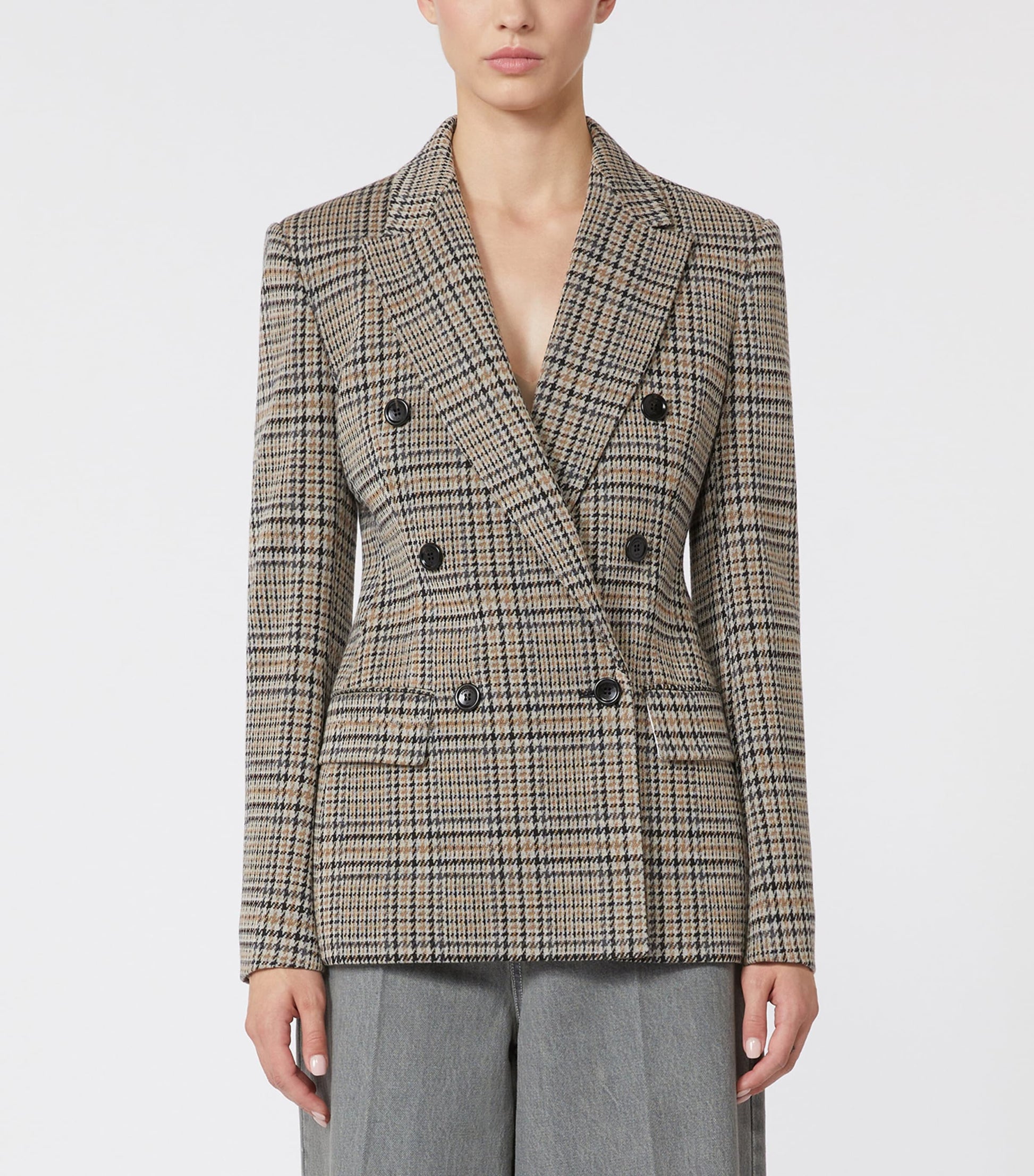 Max Mara Wool-Cotton Check Blazer