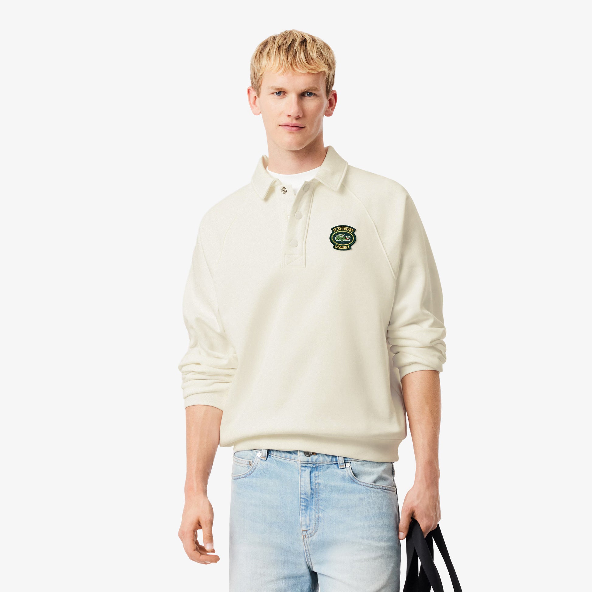 Loose Fit Polo Collar Fleece Sweatshirt