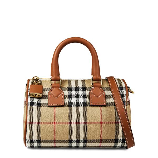 Women's Checked Cotton Mini Bowling Bag