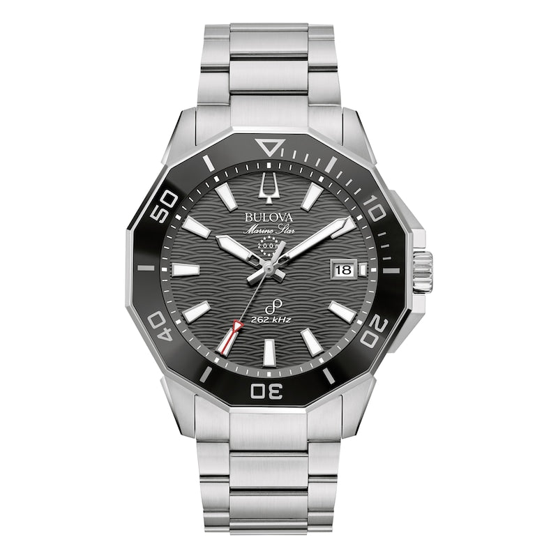 Bulova Marine Star Men's Grey Dial Stainless Steel Bracelet Watch