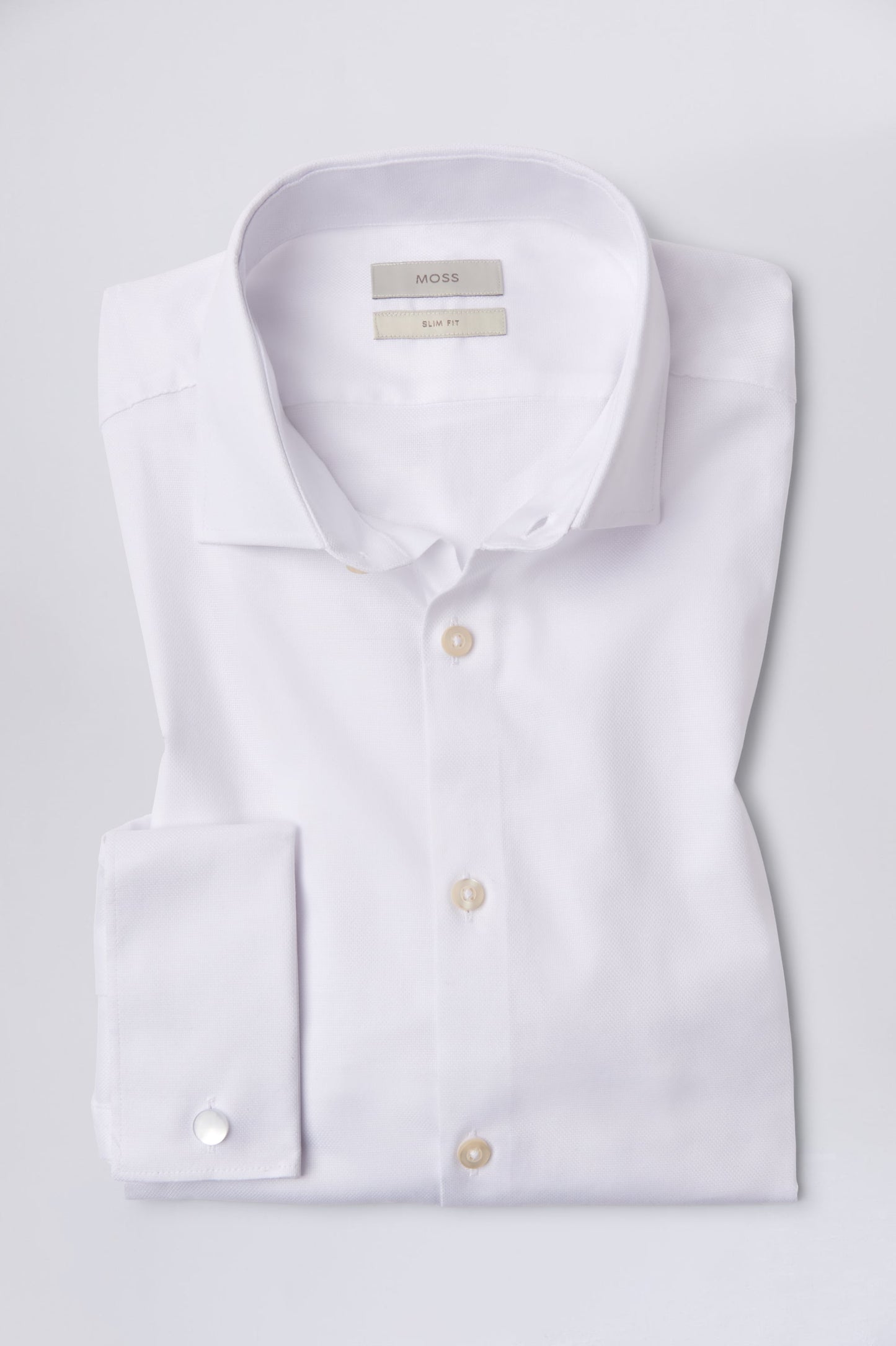 Slim Fit White Dobby Stretch Shirt