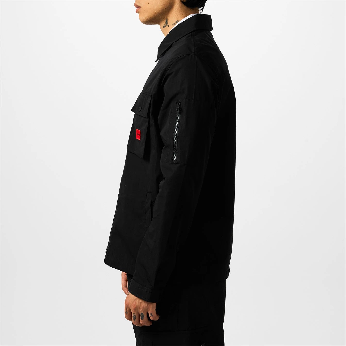 Men's Emmond Red Cotton Long Sleeve Zip Overshirt