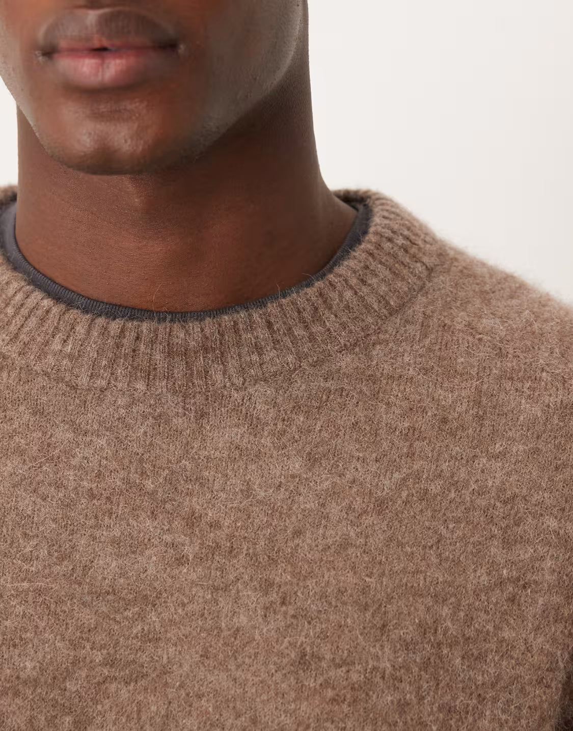 ARKET alpaca and wool jumper with crew neck in mole brown