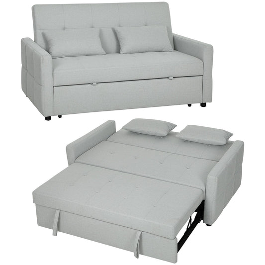 HOMCOM 2 Seater Sofa Bed with Pull Out Design - Light Grey