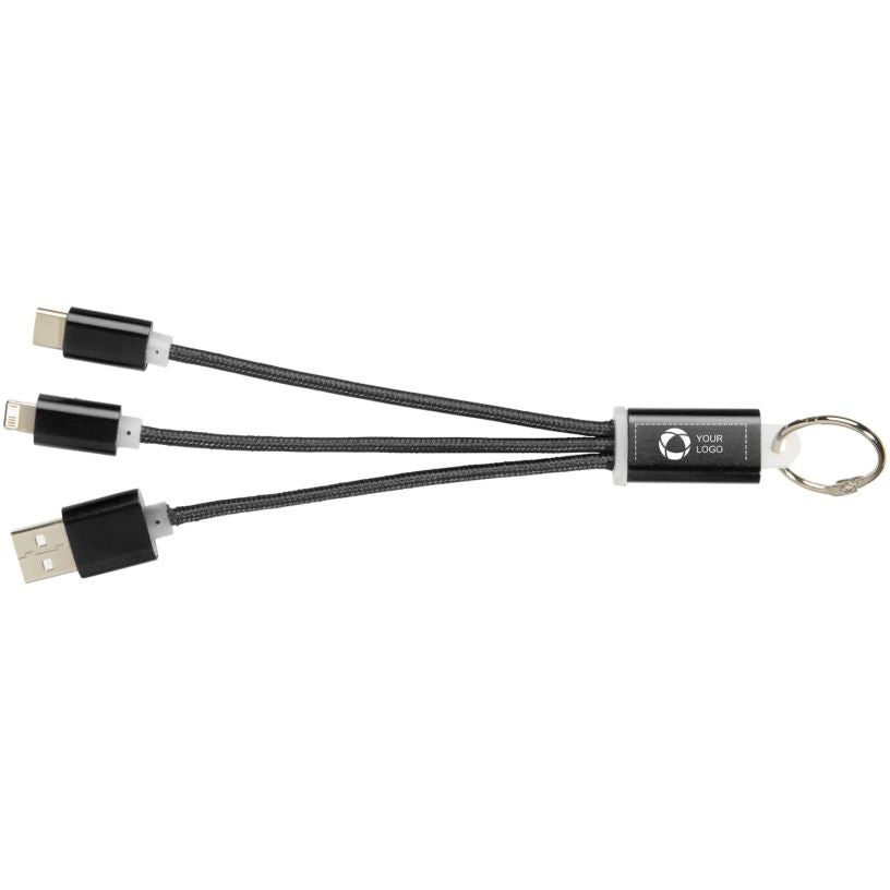 Metal 3-in-1 Charging Cable with Keyring