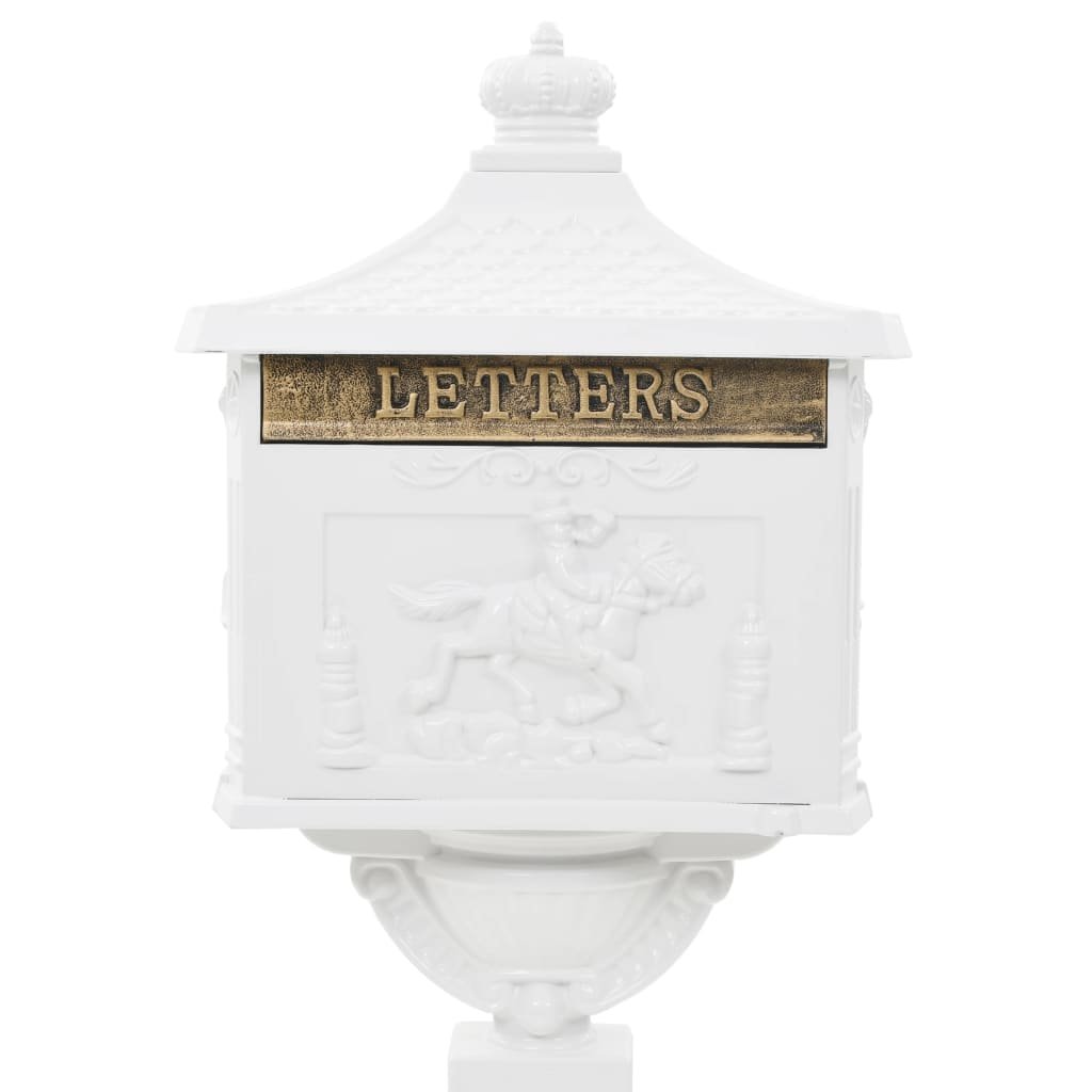 Walplus Pedestal Letterbox Vintage Style Rustproof - White - 43 x 30 x 117 cm