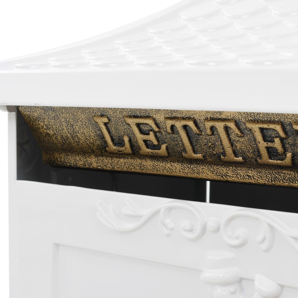 Walplus Pedestal Letterbox Vintage Style Rustproof - White - 43 x 30 x 117 cm