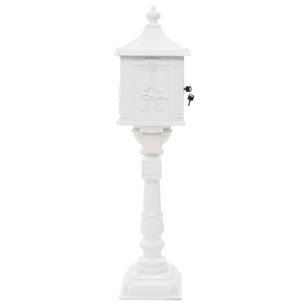 Walplus Pedestal Letterbox Vintage Style Rustproof - White - 43 x 30 x 117 cm