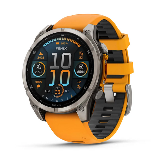 Garmin Fenix 8 47 mm (AMOLED Sapphire, Titanium Bezel, Spark Orange/Graphite Silicone Band)