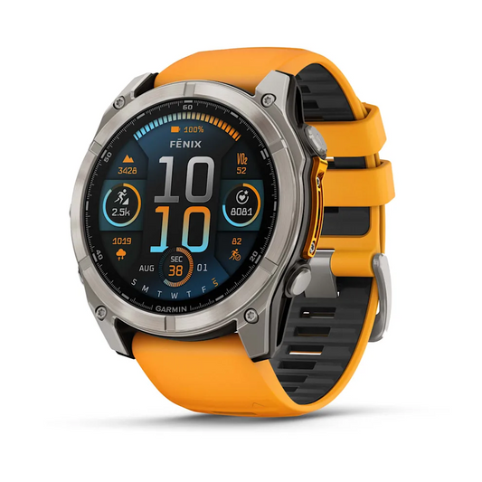 Garmin Fēnix 8 (51 mm, AMOLED Sapphire, Titanium Bezel, Spark Orange/Graphite Silicone Band)