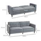 HOMCOM 3 Seater Velvet Reclining Button Tufted Sofa Bed - Dark Grey