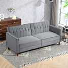 HOMCOM 3 Seater Velvet Reclining Button Tufted Sofa Bed - Dark Grey