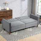 HOMCOM 3 Seater Velvet Reclining Button Tufted Sofa Bed - Dark Grey