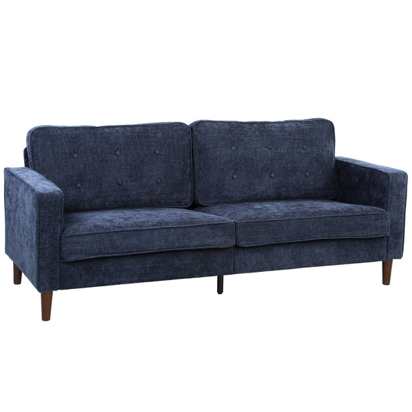 HOMCOM 3 Seater Velvet Modern Button Tufted Sofa - Dark Blue