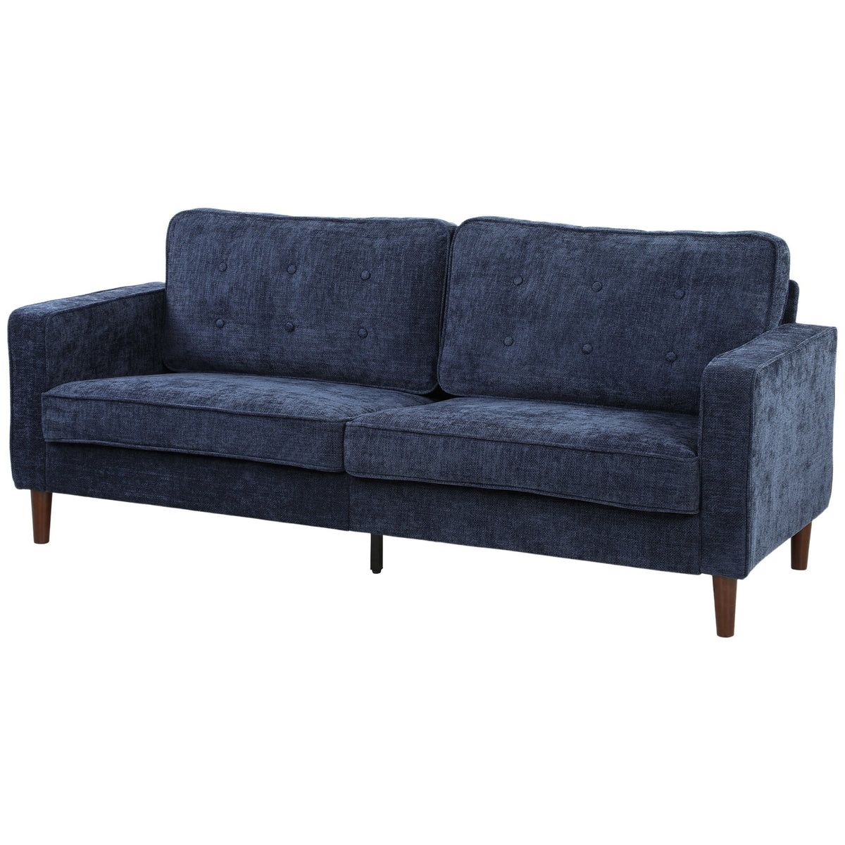 HOMCOM 3 Seater Velvet Modern Button Tufted Sofa - Dark Blue