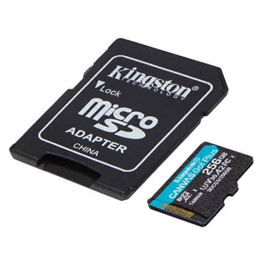 Kingston 256GB Canvas Go! Plus Micro SDXC Card, SD Adapter, UHS-I Class 10, U3, 200MB/s