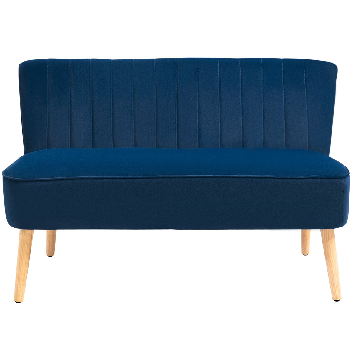 HOMCOM Modern Double Seat Sofa Foam Padding High Back - Blue