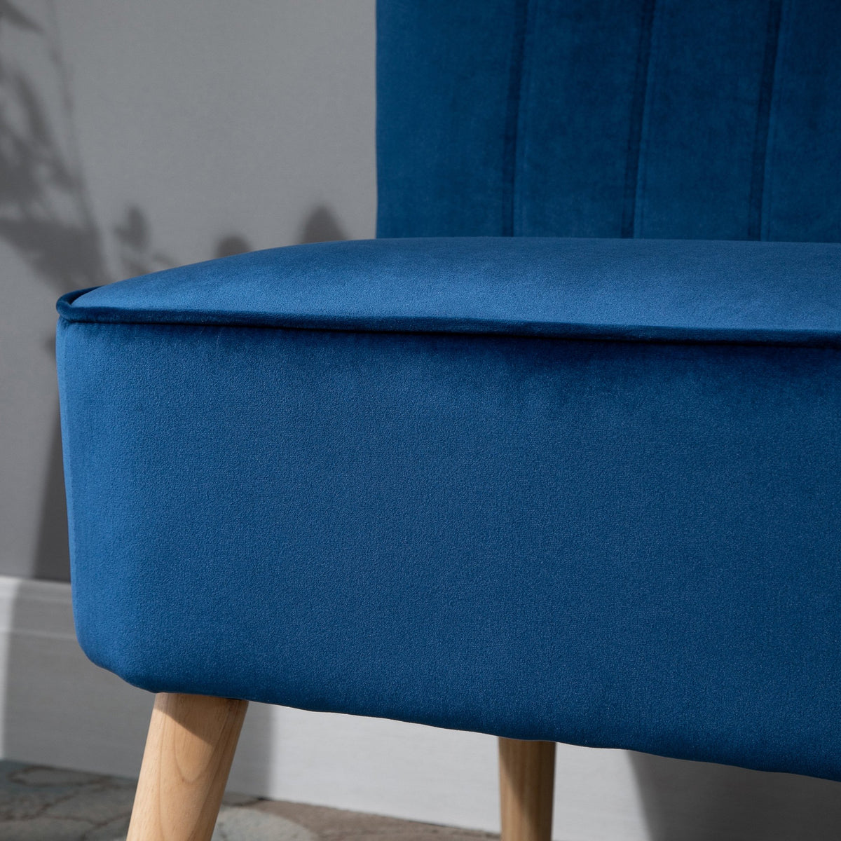 HOMCOM Modern Double Seat Sofa Foam Padding High Back - Blue