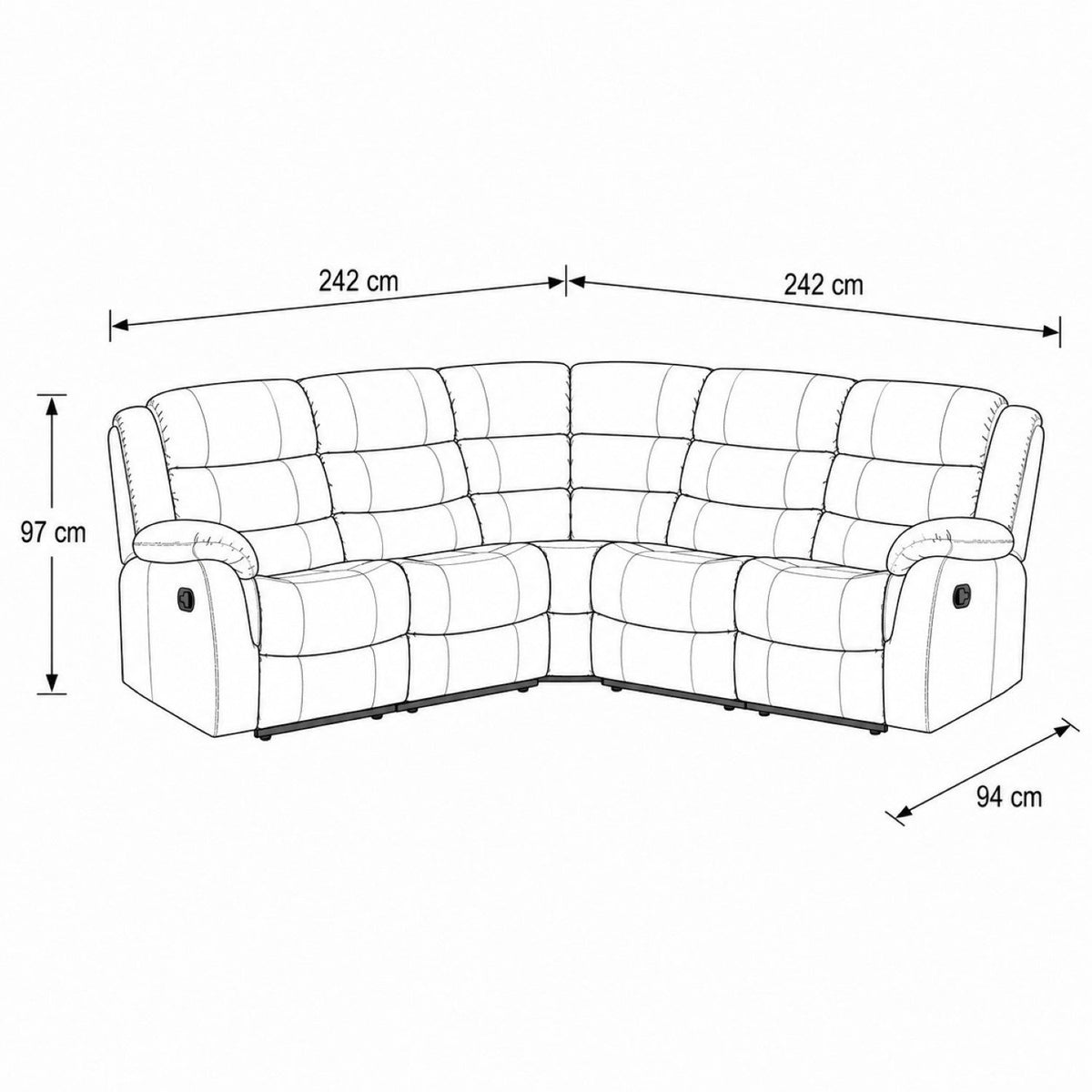 Artemis Home Astoria Reclining Corner Sofa - Black