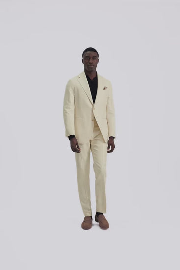 Italian Tailored Fit Off White Twill Suit