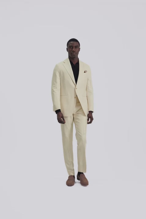 Italian Tailored Fit Off White Twill Suit
