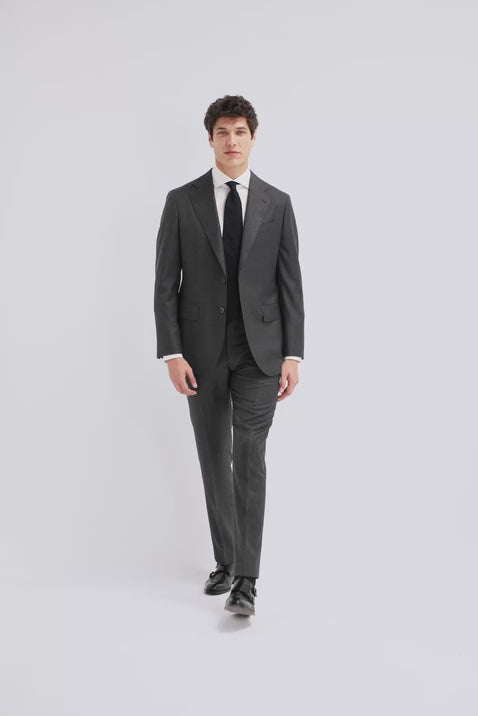 Italian Tailored Fit Charcoal Twill Suit