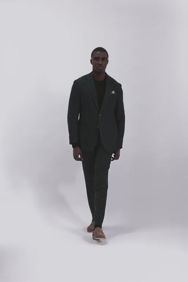 Italian Tailored Fit Black Twill Suit
