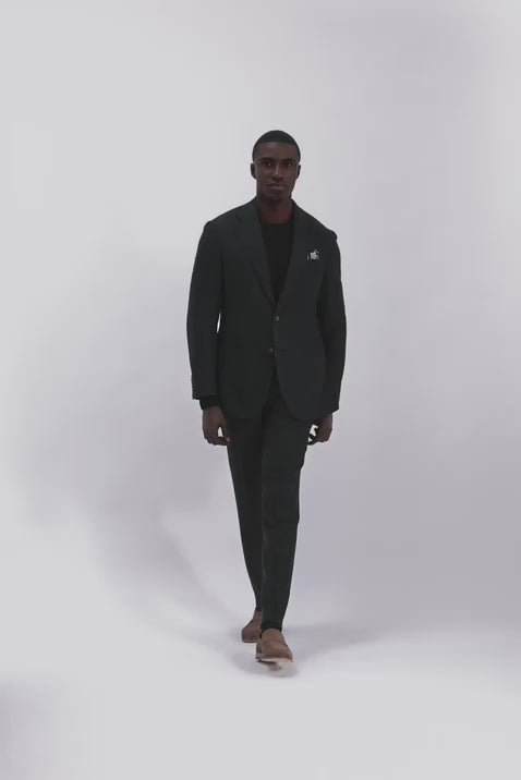 Italian Tailored Fit Black Twill Suit