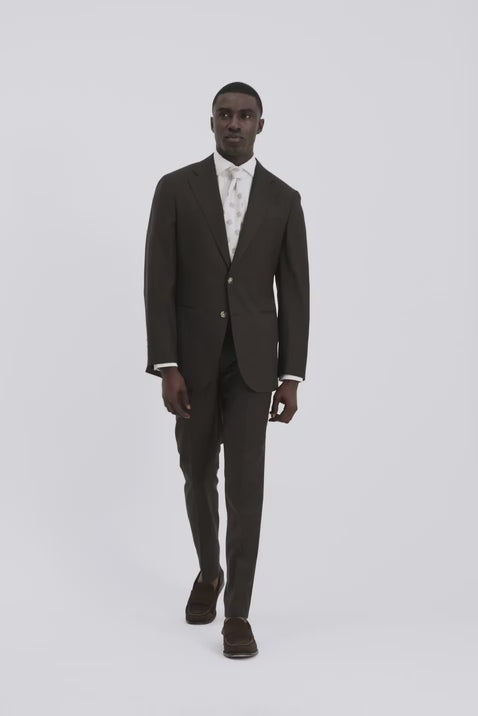 Italian Tailored Fit Brown Twill Suit