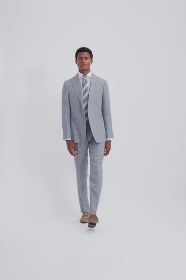 Tailored Fit Light Blue Linen Suit