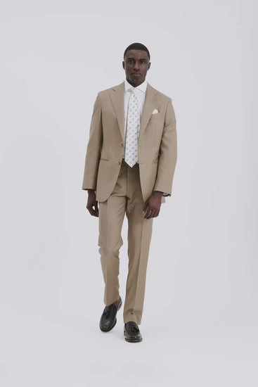 Italian Tailored Fit Taupe Twill Suit