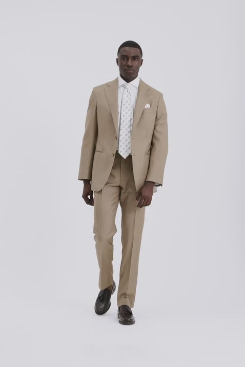 Italian Tailored Fit Taupe Twill Suit